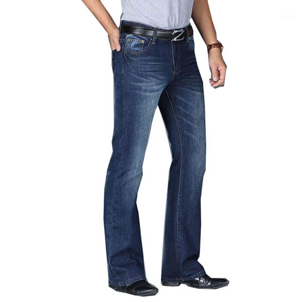 Herrenhose, weit ausgestellte Jeans, Boot-Cut-Denim, hohe Taille, klassisch, locker, Grau, modisch, Größe 28–40