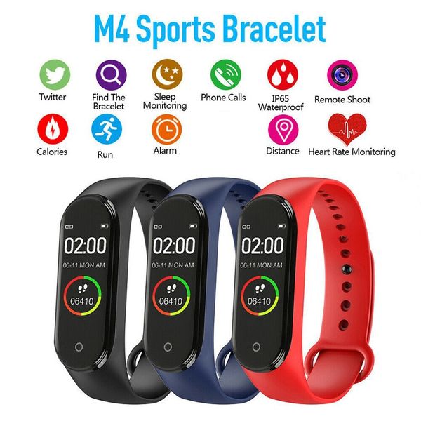 M4 Akıllı Bilezik Kalp Hızı İzleme Kan Basıncı Kan Oksijen Bilgisi İtme Fitness Spor Bluetooth Pedometre Bilezik