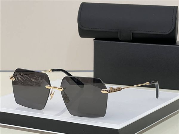 Neue quadratische Sonnenbrille im Modedesign 057 randloser Metallrahmen, klassische, beliebte und großzügige High-End-UV400-Schutzbrille für den Außenbereich