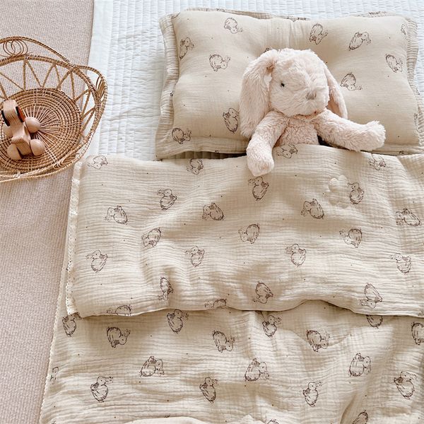 Quilts Baby Cotton Cotton Muslin Blanket Bunny Print Summer Quilt Cobertors para bebês Capa para dormir infantil Casa -cama de bebê coreano 230316