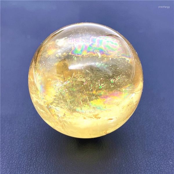 Statuette decorative Simpatica sfera di calcite arancione naturale Sfera di cristallo di quarzo Chakra curativo Roccia Reiki Scultura in pietra Artigianato con supporto (1 pz)