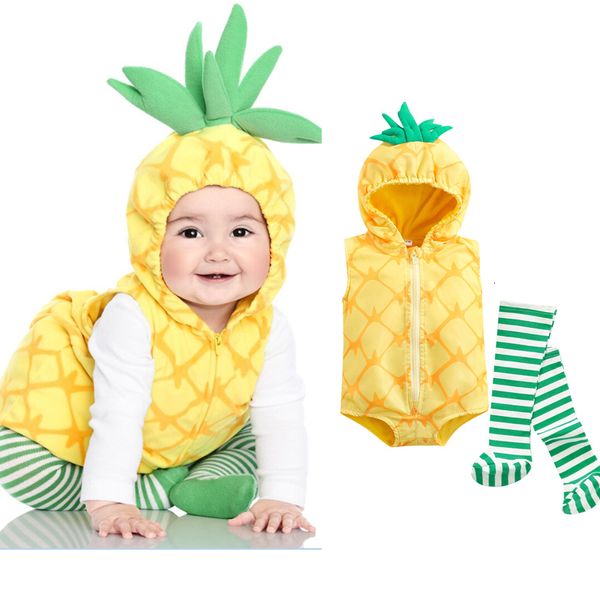 Toddler bebek kıyafetleri avokado meyve kostümü ponhy props ananas romper erkek bebek kız çizgili çorap cosplay kostüm 230316