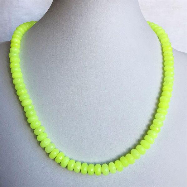 Ketten fluoreszierendes Grün 5 8 mm facettierte Naturstein-Halskette Damen-Statement-Collier Schönheit und Biest Schmuck Liebhaber Geschenke