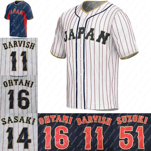 2023 maglia da baseball giapponese Lars Nootbaar Shohei Ohtani Yu Darvish Masataka Yoshida Munetaka Murakami Roki Sasaki Kazuma Okamoto Yoshinobu Yamamoto Ichiro Suzuki