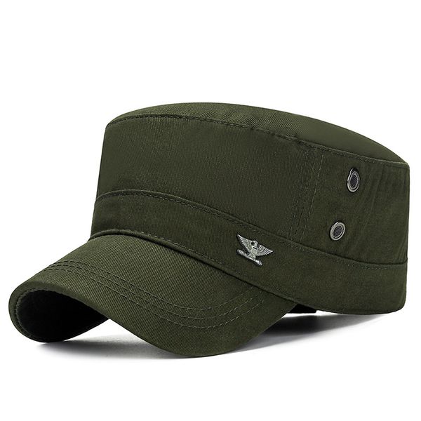 Neue Flat-Top-Baseballmütze aus Baumwolle mit Adler-Logo für Herren, Outdoor-Sonnenschutz, Militärkappe, verstellbar, Unisex, Sport-Sonnenhut