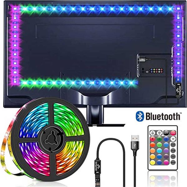 Светодиодные полоски 30 м Светодиодная полоса Свет RGB 5050 WS2812B Bluetooth-диод USB Гибкий адрес-адресной лампа лента, похожий на радугу, потолочный свет DC 5V P230315