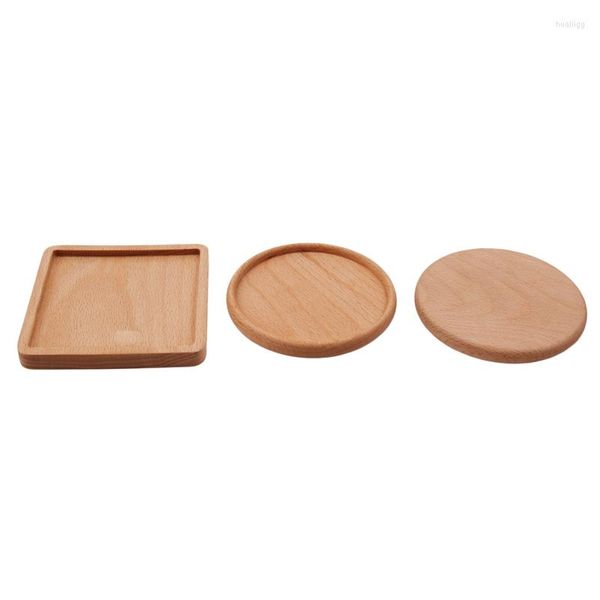 Tischsets Quadratisch Rund Holz Getränkeset Tischset Tassenmatte Pad Kaffeetassen Haushalt Untertasse Isolierung Dekoration Zubehör Werkzeuge