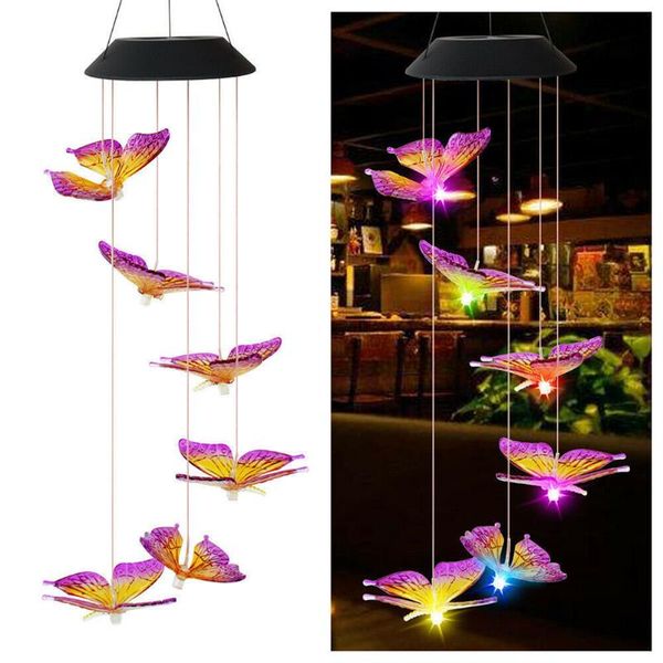 Figuras decorativas Objetos Luz solar com energia IP65 Impermeável lâmpada de rubor de borboleta colorida de borboleta para casa de jardim ao ar livre em casa quintal