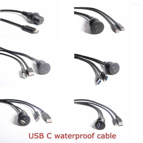 Cabos de computador 1M USB-C IP67 Cabo impermeável Tipo C Tipo C USB 3.1 3.0 2.0 IP 67 Male para o painel feminino Montar o cabo de extensão da prova de água