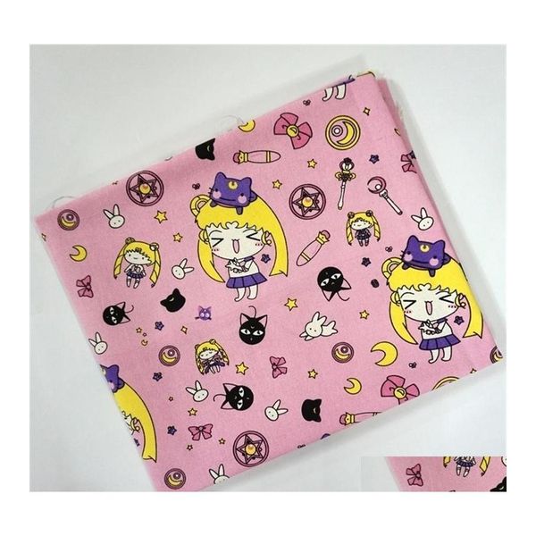 Stoff und Nähen Japan Cartoon Sailor Moon Luna Handarbeit Baumwolle Canvas Tasche Kissen DIY Tischdecke Vorhang Sofa 91 cm 145 cm T200810 Dh8Iv