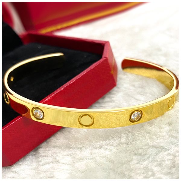 Love bracciale in oro con diamanti bracciale femminile designer love bracciale classico bracciale a vite aperto unisex bracciale in acciaio inossidabile di alta qualità regali di coppia