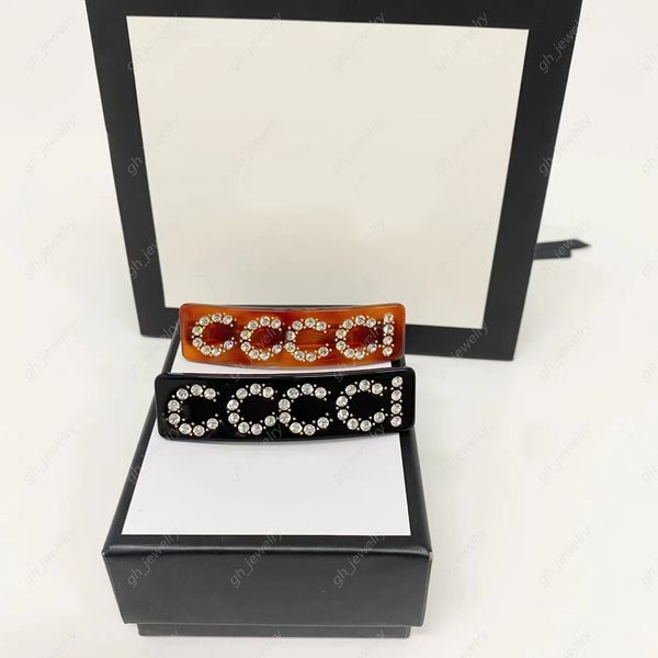 Mode Harz Kristall Buchstaben Haarspangen Haarspangen Damen Luxus Designer Haarschmuck Haarnadel Schildpatt Schwarz Optional Hohe Qualität mit Box
