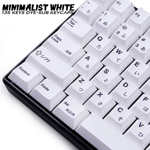 PBT Large Set Cherry Profile SUB-DYE Japanese Keycap Stile minimalista a tema bianco adatto per tastiera meccanica
