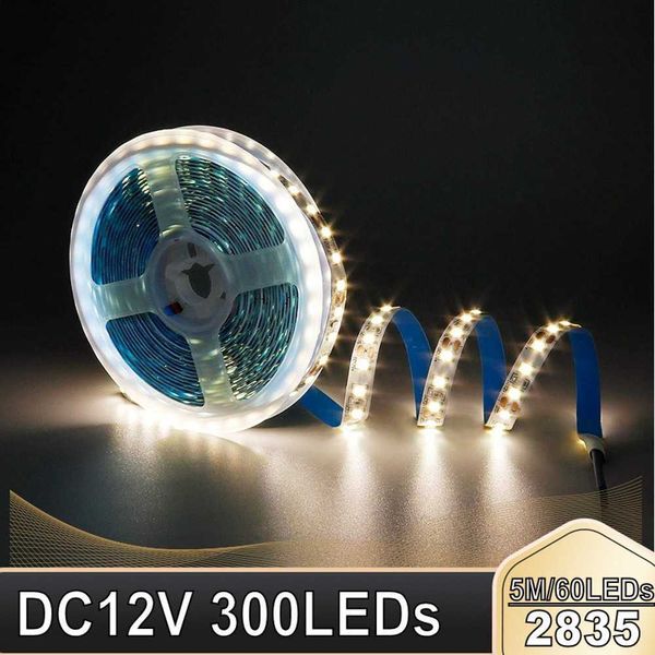 Strisce LED 5 metri / pacco Strisce LED Guarnizioni ghirlanda 5m SMD 2835 Flessibile DC 12V Diodo Nastro Filo Lampada natalizia 300LED P230315