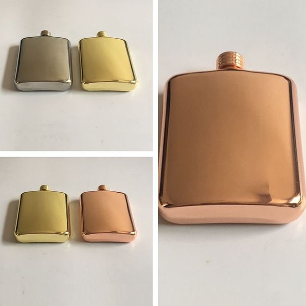 Home aço inoxidável Copper Hip Flasks de 6 onças de bolso externo Flagon Hips Gestal de uísque 3 Cores para escolher LT300