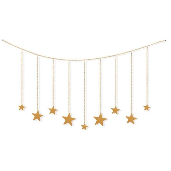 Figurine decorative Oggetti Hanging Po Display Ghirlanda di stelle in legno con catene metalliche Cornice Collage Clip in legno Wall Art Decoratio