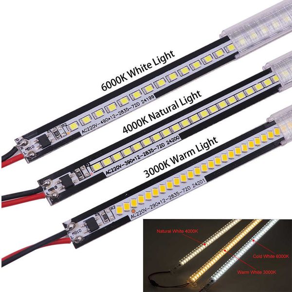 Tiras de LED Luzes de barra de LED 220V Alto brilho SMD 2835 72LEDS/m Barra de luz rígida 30cm 40cm 50cm LED LED para Under Gabinet Kitchen Lighting P230315