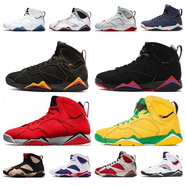 Jumpman 7 7s Scarpe da pallacanestro Uomo Donna 7S OG UNC Nero Rosa Blu Argento Giallo Goldd Marrone Verde Viola Bronzo Bianco Multi-Color Alpinismo Sport Scarpe casual