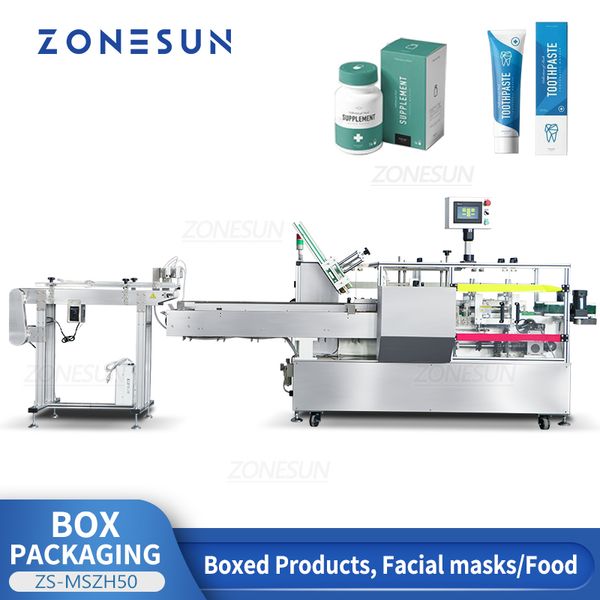 Zonesun otomatik karton boks ambalaj makinesi kozmetik şişe tüp paketleme yüz maske dokusu zs-mszh50