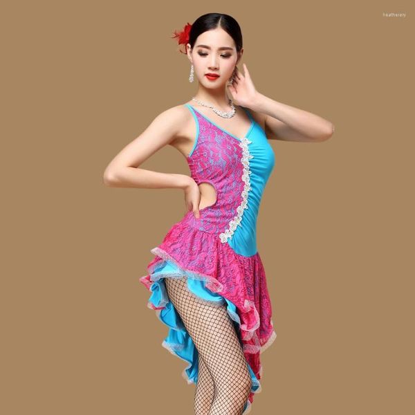 Desgaste do palco 2023 Fashion Girls Ballroom Dance Competition Dress Samba Costume Salsa Dresses Women Latin Lace