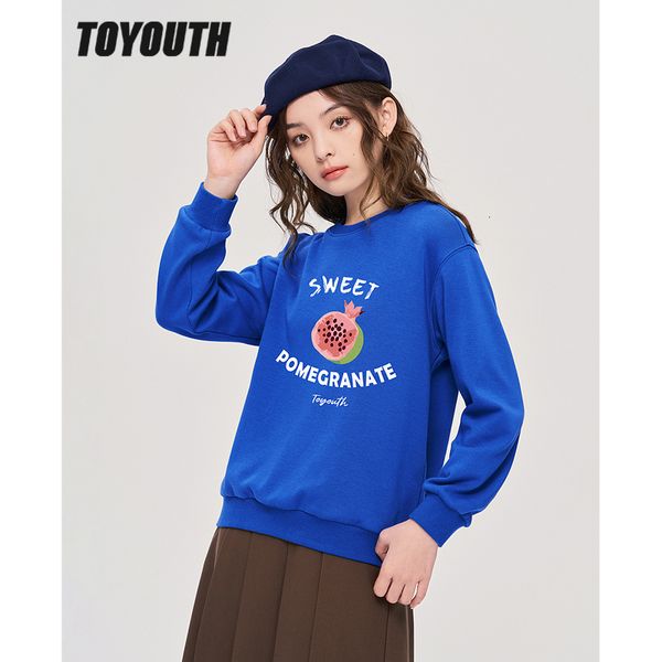 Felpa con cappuccio da donna con felpe da donna Toyouth Women Feece Feece Felpeshirts Autumn Long Sleeve O Neck Like con cappuccio Fruit Stampa di frutta multicolore Pullover streetwear 230316 230316