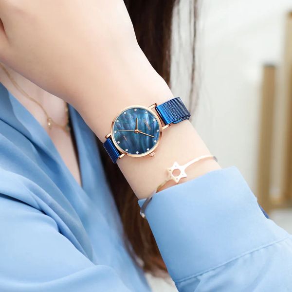 Нарученные часы Cadisen Women Es Top для женщины роскошной бренд из нержавеющей стали