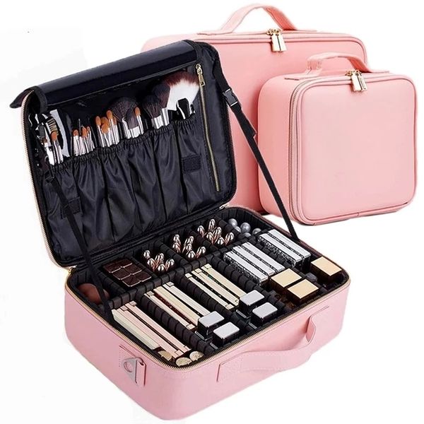 Bolsas de cosméticos Casos de maquiagem de maquiagem de mala profissional feminina caixa de armazenamento de saco de armazenamento de bolsa grande grande baque de beleza de beleza grande e higiênico 230316