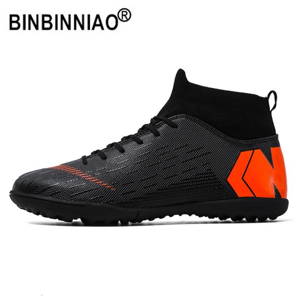 Платье обуви Binbinniao Men Boys Turf Soccer Shoes Original White Black Football Boots Kids Clits Sport Sneakers Chuteiras de Futebol 230316