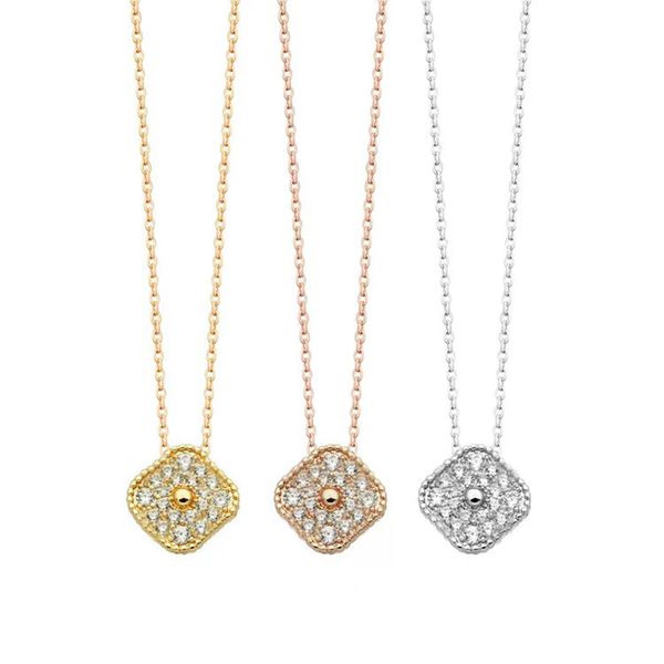 Mba1 Ожерелья с подвесками 2023 Брендовое классическое ожерелье с кристаллами Высококачественные роскошные женские бриллиантовые четырехлистные одиночные цветы с позолотой 18 карат Highqualit