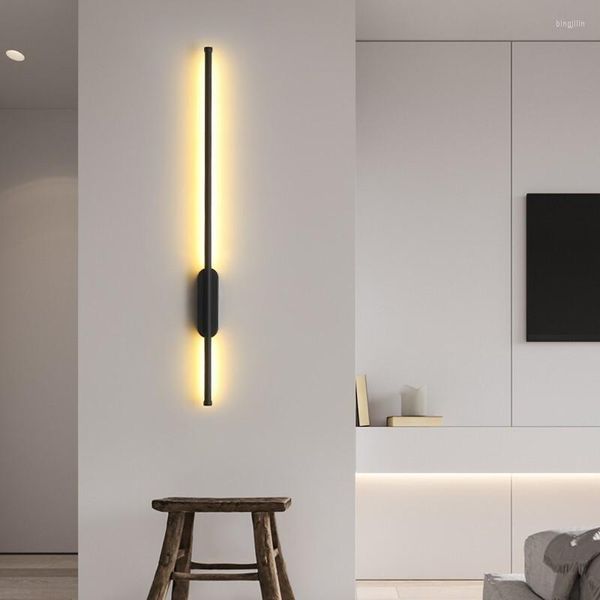 Lâmpada de parede Iluminação moderna para casa simples preto quarto de cabeceira de cabeceira de cabeceira da sala de estar de decoração interior de decoração LED de led