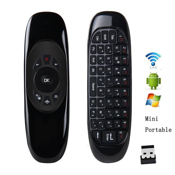 Controle remoto inteligente para Android Projector Mini Wireless 24G RF Airmouse Controle remoto FlyMouse FlyKeyboard Lado duplo Qwerty 7 Languages ​​Opcional 230316