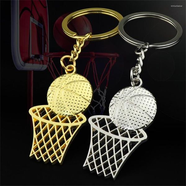 Keychains Moda Basketball e Net Shape Keychain Backpack Acessórios pendentes Creative Metal Sports Key Anel para amantes Presente