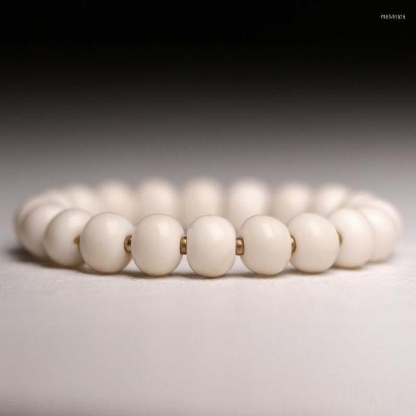 Strand Ivory Branco Handmade Yak ósseo Bracelete Ox Zen Budamismo Cura Oração Energia Energia Balanço Perfeito Presente Para Mãe menina