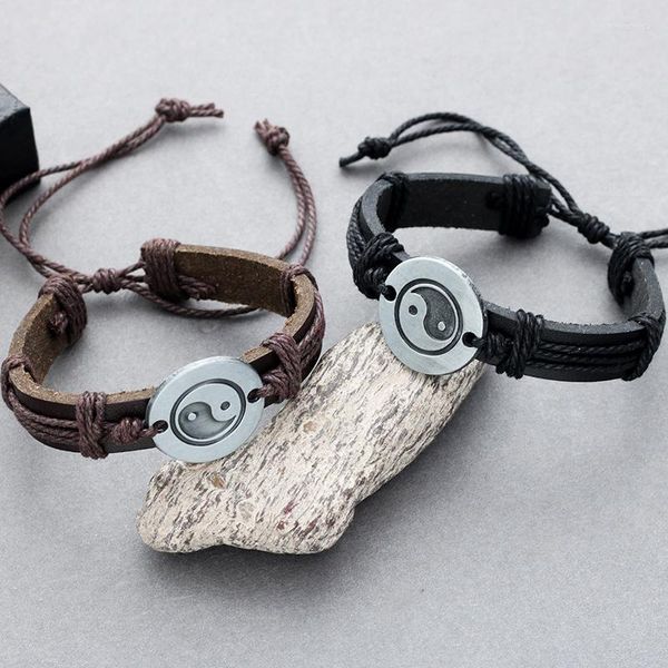 Braccialetti fascino alla moda yin yang tai chi cuoio braccialetti uomini e donne coppia gioielli di San Valentino regalo all'ingrosso