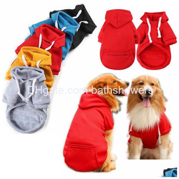 Hundebekleidung 5 Farben Großhandel Hunde Hoodie Sublimation Blank Pullover mit Hut Kaltes Wetter Haustier Hoodies Tasche Kapuzenkleidung Kostüm Dh8Ax