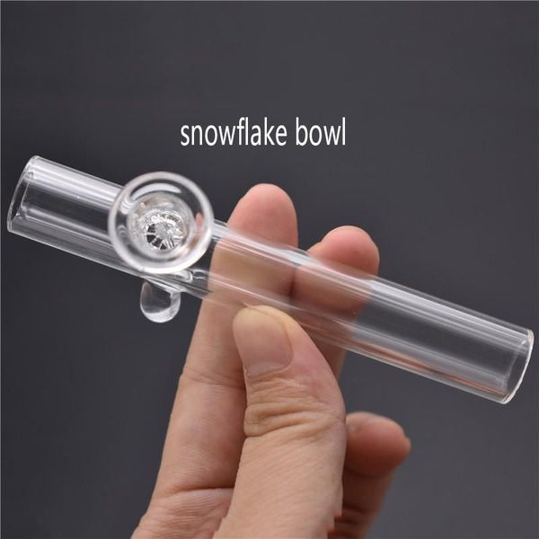 Großhandel billige Mini 4 Zoll Glas Handlöffel Pfeife mit Schneeflockenschüssel Shisha Glas Rauchtabakpfeife