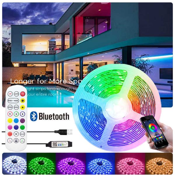 Светодиодные полоски SMD5050 Lights Usb Domt Decor Music Режим для телевизионного фона Bluetooth Светодиодные светильники с 24 клавишами дистанционной ленты для оформления спальни P230315