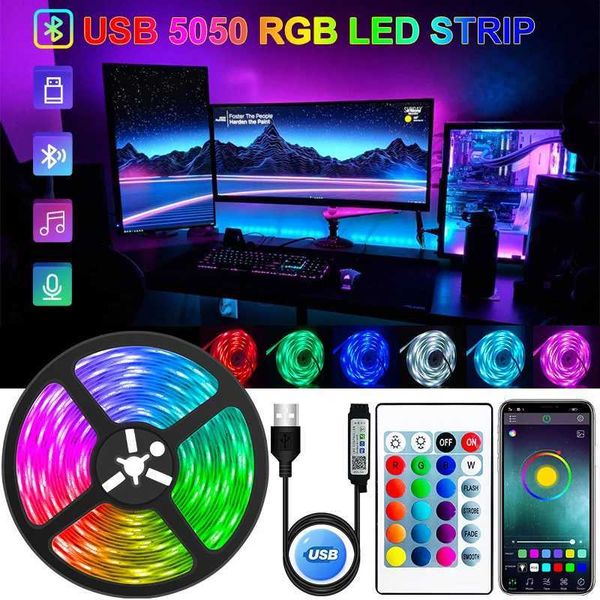 Tiras de led tira de led luz usb bluetooth rgb 5v LED LUZES RGB LUZES FLUES DE LED FLEL LED RIGB TV TV SCREEN BETLELT Llight Diodo Diodo P230315