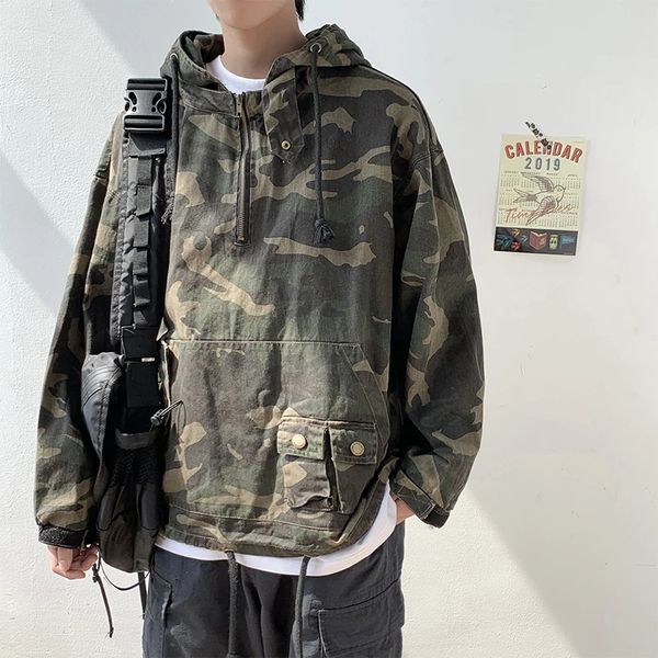 Koreanischen Stil Hip Hop Military Camouflage männer Hoodie Hohe Qualität Streetwear Taktische Jacke Männer Pullover Harajuku Tops Kpop Kleidung