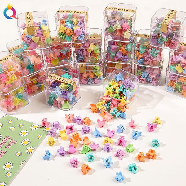 40pcs/conjunto Candy Color Mini Hair Garra Ribbon Clip coreano Moda de cabelos pequenos clipes Butterfly Flor Heart Multi-Shape Girls Acessórios de cabelo 1944