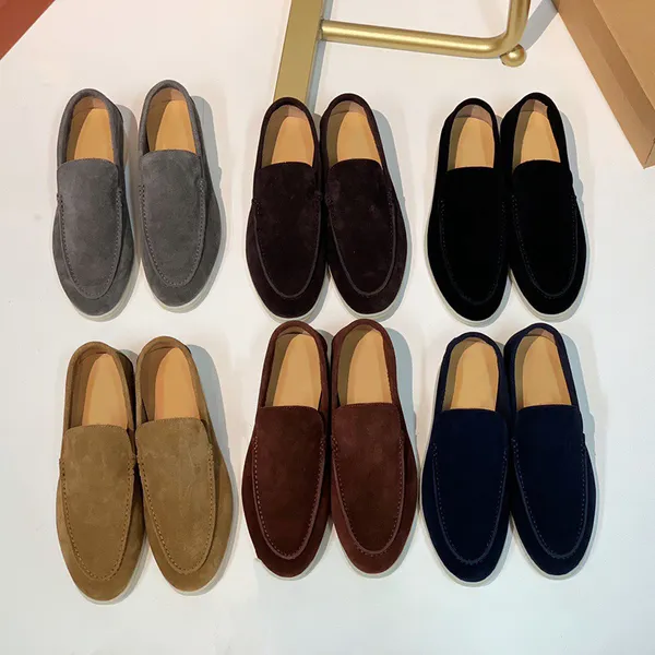 Coppie Summer Walk Charms mocassini in pelle scamosciata Mocassini Scarpe per coppie Slip on casual in vera pelle per uomo e donna Calzature di lusso firmate piatte per calzature