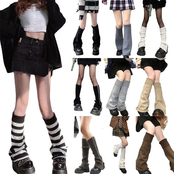 Calzini Calze Stile giapponese Kawaii Scaldamuscoli lavorati a maglia E-girl Dark Academia Calzini lunghi invernali Calze Harajuku Grunge Leggings con stivali alti al ginocchio 230316