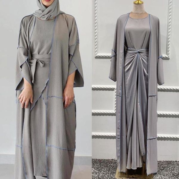 Roupas étnicas dubai mulheres muçulmanas hijab cardigã abaya abaya maxi vestido de saia