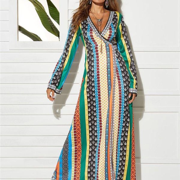 Casual Dresses Saida de Praia feminino 2023 Womens Trendy Bohemian Chic Kaftan Strand Sommer Langes Kleid Boho Maxi Tunicas Pareo