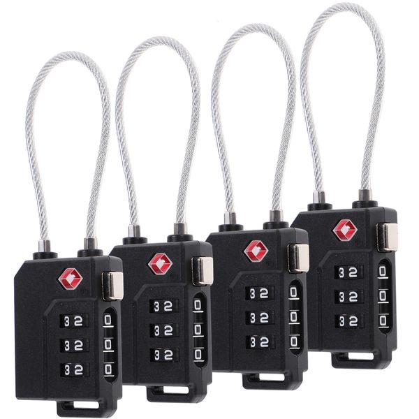 Serrature per porte 4pcs Lucchetto a combinazione per bagagli Portatile TSA Approvato Cavo di sicurezza Lucchetto per bagagli Combinazione a 3 cifre Lucchetto per password Lucchetto 230314