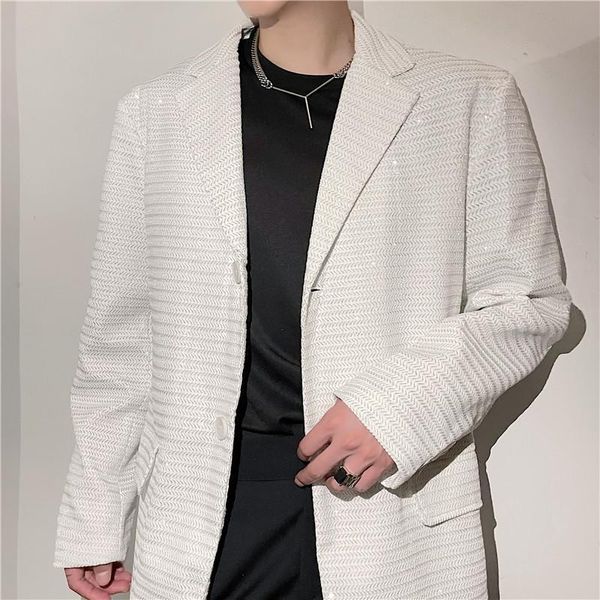 Abiti da uomo Blazer 2023 Autunno Stile Coreano Personalità Flash Highlights Design Suit Uomo Casual Allentato Doppio Strato Composito Per M-XXL