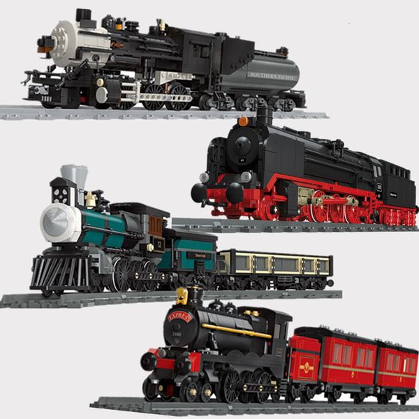 Блоки железнодорожные паровые локомотив железнодорожные железнодорожные железнодорожные железнодорожные дорожки моделирование модели кирпичи детская игрушка подарок 230314