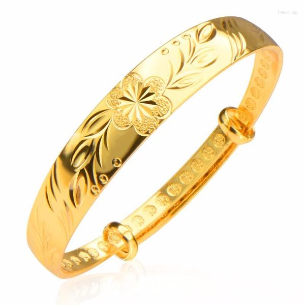 Braccialetto alla moda Bracciale con motivo floreale Regolabile in oro da donna Elegante semplice marchio di gioielli Bella collocazione.BR70095