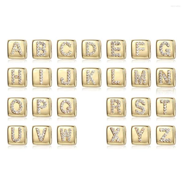 Anhänger Halsketten 26 teile/los DIY Alphabet Cube Micro Pave Kupfer CZ Quadrat Charme Name Persönliche Schmuck Großhandel Top Qualität GPM30