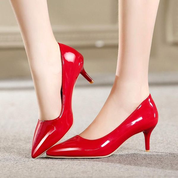 Robe chaussures femmes chaussure rouge talon femme pu talons hauts pompes dames bureau bout pointu été noir blanc nu rose